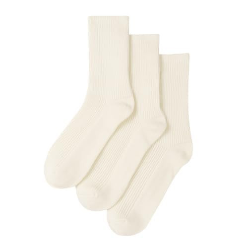MELUSA Wool Cashmere Socks for Women, 3 Pairs Super Soft Warm Cozy Winter Gift Crew Socks (US, Alpha, Medium, Regular, Regular, Ivory) | Amazon (US)