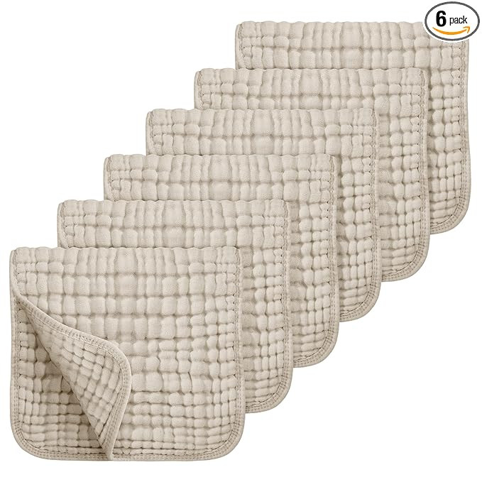 Looxii Muslin Burp Cloths 6 Pack - 20" x 10" - Ultra Soft & Absorbent, 6-Layer 100% Cotton for Sp... | Amazon (US)