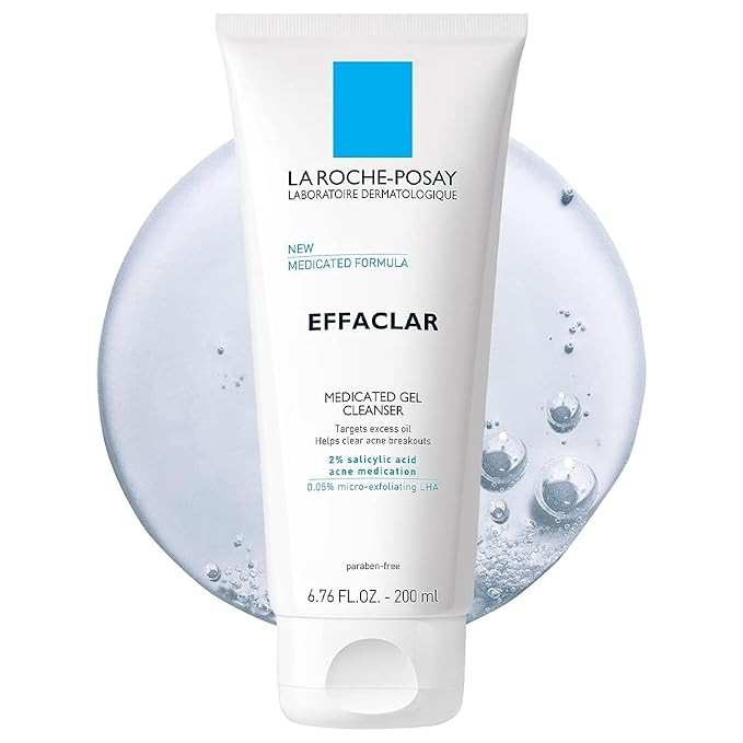 La Roche-Posay Effaclar Medicated Gel Cleanser, 2% Salicylic Acid Cleanser + LHA + Glycerin, Foam... | Amazon (US)
