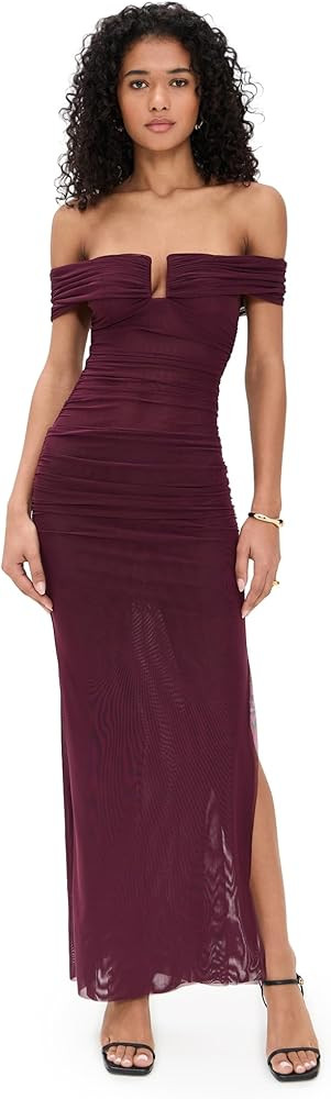 POPPY GATHERED MAXI DRESS (PLUM) | Amazon (US)