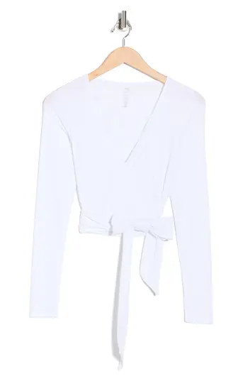 Beyond Yoga Featherweight Waist No Time Wrap Top in Cloud White at Nordstrom Rack, Size X-Large | Nordstrom Rack