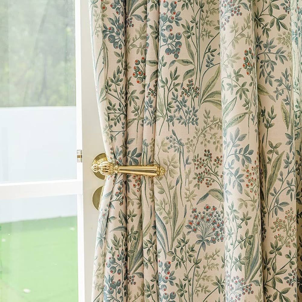 Floral Farmhouse Curtains Semi-Blackout Living Room Drapes 84 Inch Length Cotton Linen Blend Bohe... | Amazon (US)
