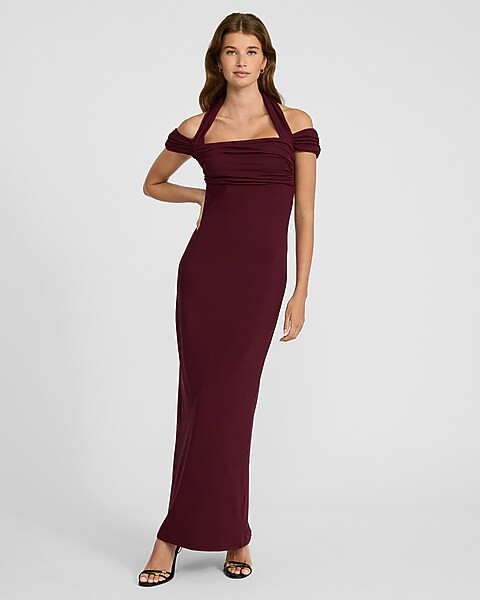 Halter Neck Strappy Sleeveless Maxi Sheath Dress | Express