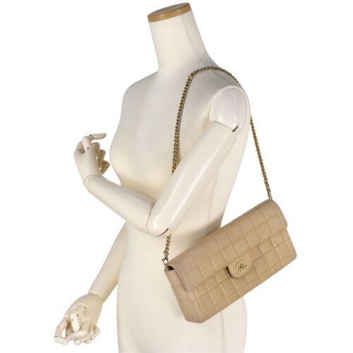 Chanel Chain Shoulder Bag Chocolate Bar CoCo Mark CC Leather Beige A15316  | eBay | eBay US