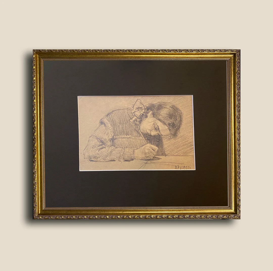 Portrait Little Girl Drawing Original Drawing Vintage Artwork 1953 Painting Retro Genre Scene Gir... | Etsy (US)