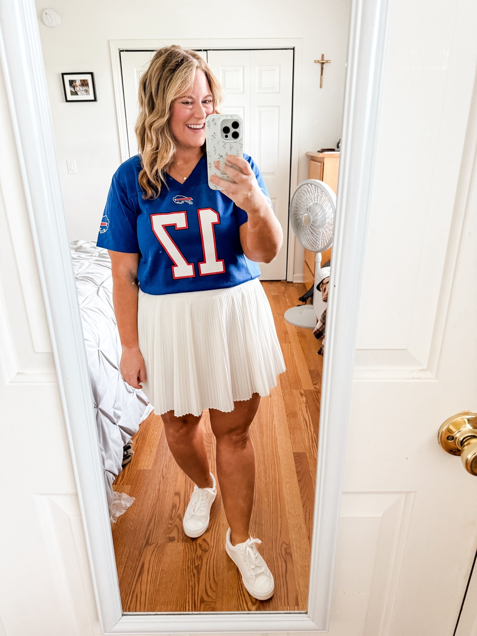 Game day outfit! My jersey and skort are older so linking similar! My white sneakers are from Target and so comfy.  I’ve owned a pair for years and just bought the same pair again because my old ones were so worn out! 

#LTKSeasonal #LTKMidsize #LTKActive