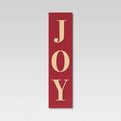 10" x 40" Joy Wood Wall Sign Panels Dark Red - Threshold™ | Target