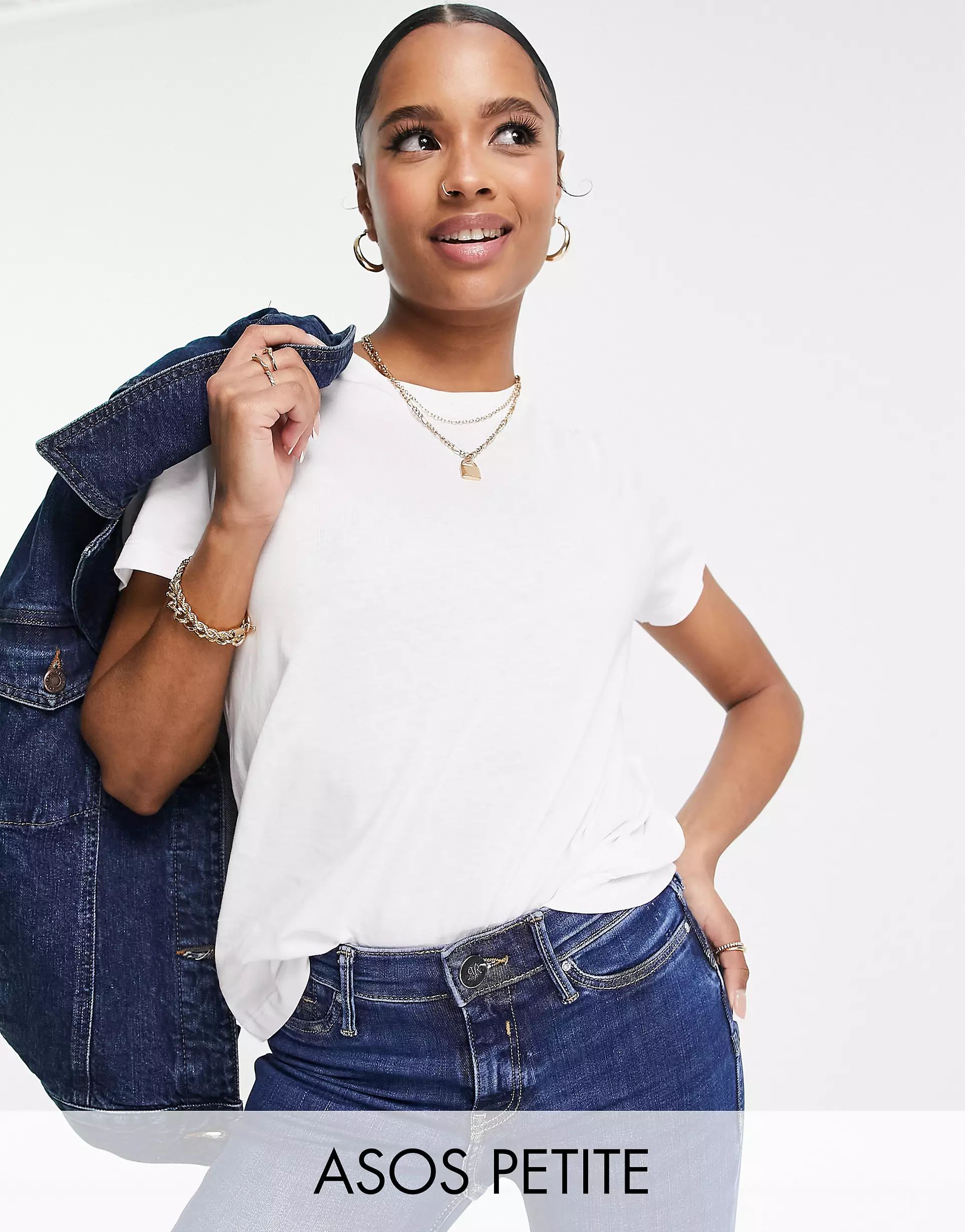 ASOS DESIGN Petite ultimate t-shirt with crew neck in cotton blend in white - WHITE | ASOS (Global)