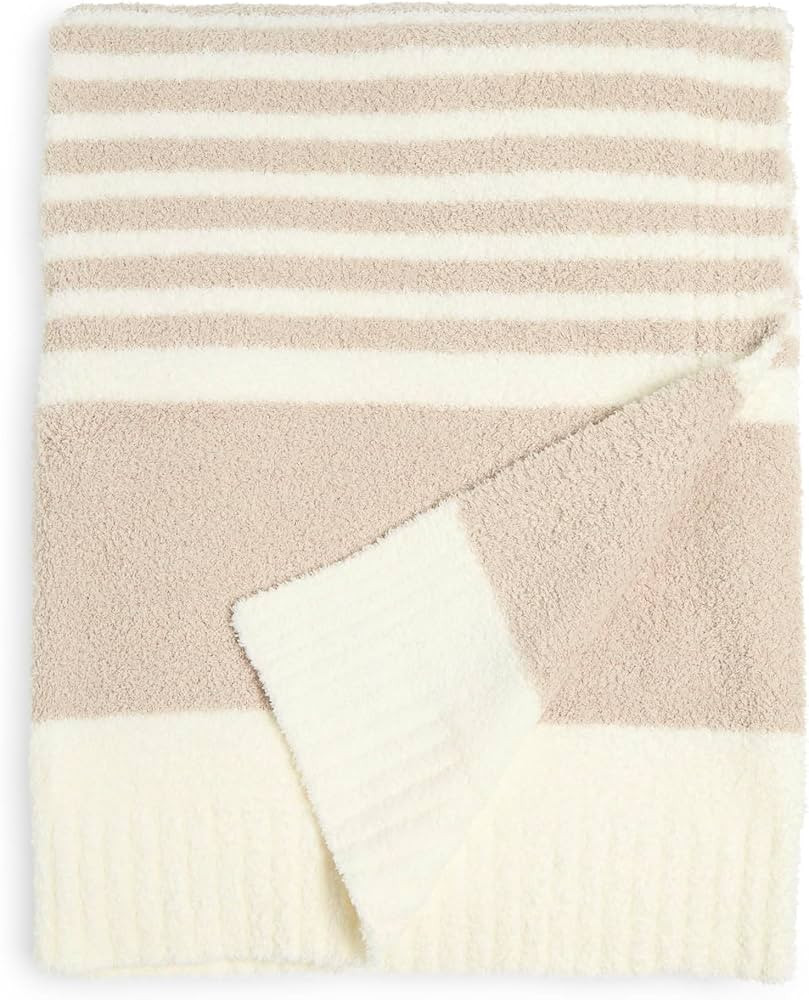 Barefoot Dreams CozyChic Stripe Throw Blanket (Stone/Pearl) 45" x 60" | Amazon (US)