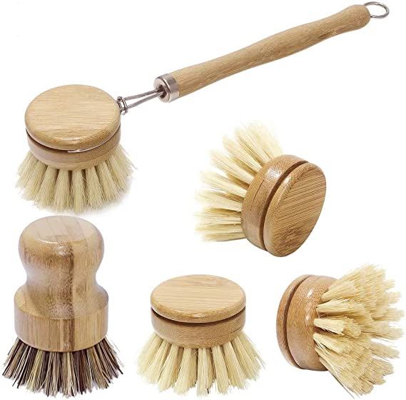 Cosumina Bamboo Kitchen Cleaning Brush Dish Cleaning Brush Long Handle Pan Pot Brush Dish Bowl Wa... | Amazon (US)