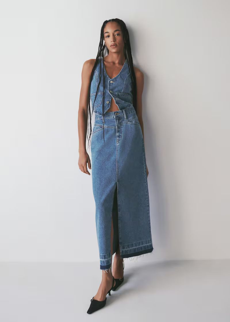 Denim long skirt | MANGO (US)