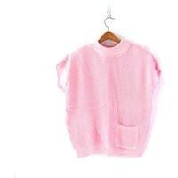 Pink Pocket Sweater 80S Short Sleeve Summer Retro Knit Jumper Women's Size Large | Etsy (US)