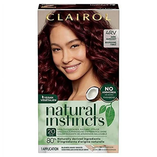 Clairol Natural Instincts Demi-Permanent Hair Dye, 4RV Dark Burgundy Hair Color, Pack of 1 | Walmart (US)