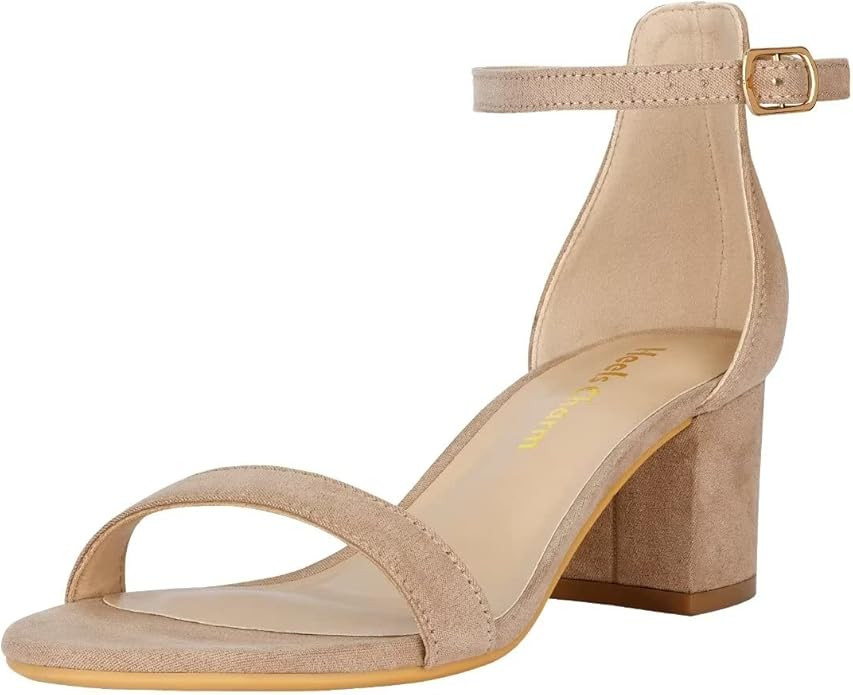 Women's Strappy Chunky Block Low Heeled Sandals 2 Inches Open Toe Ankle Strap High Heel Dress San... | Amazon (US)