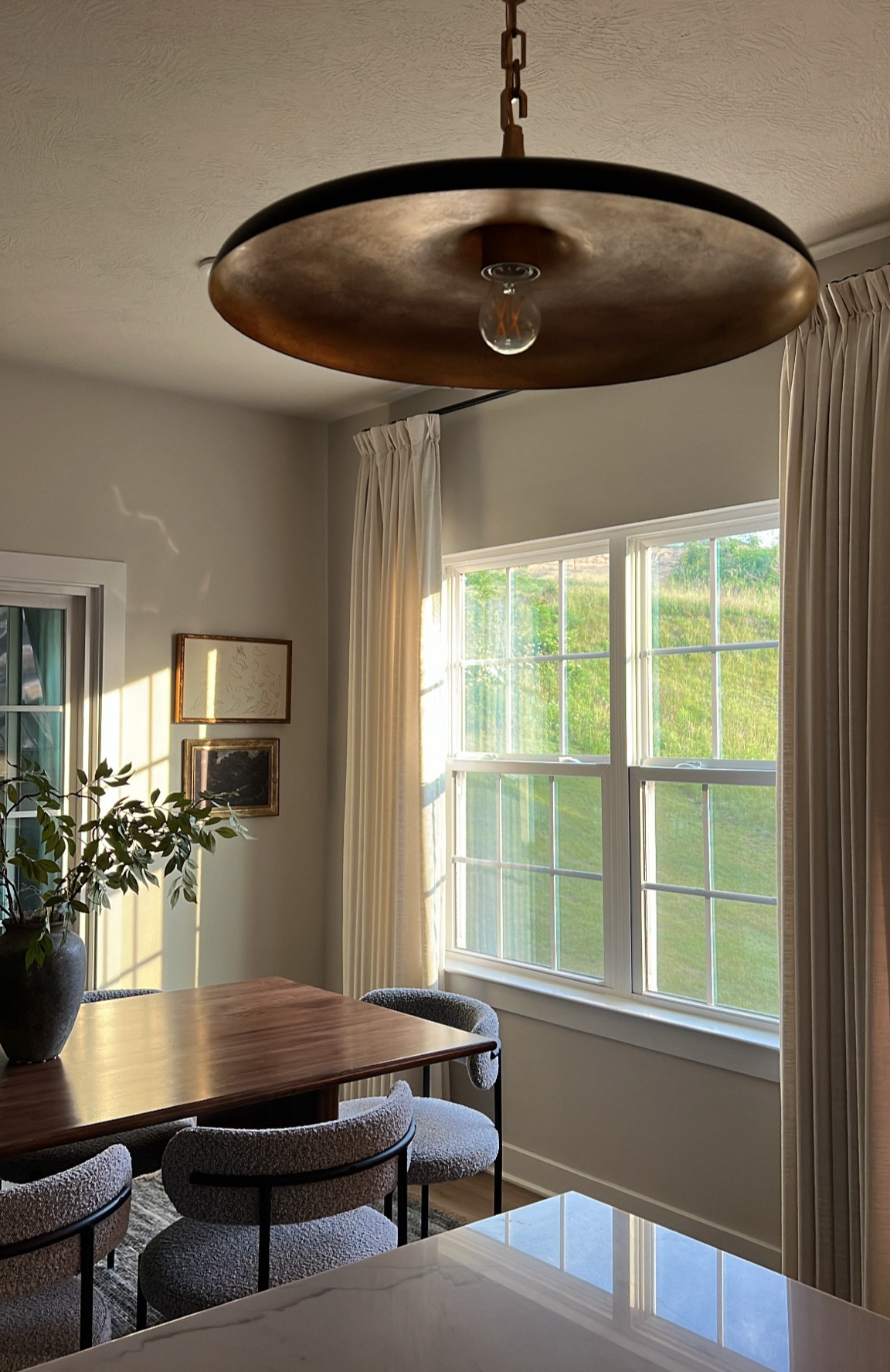 Memorial Day sales

Visual comfort Piatto pendants 
Curtains
Dining table
Boucle chairs
