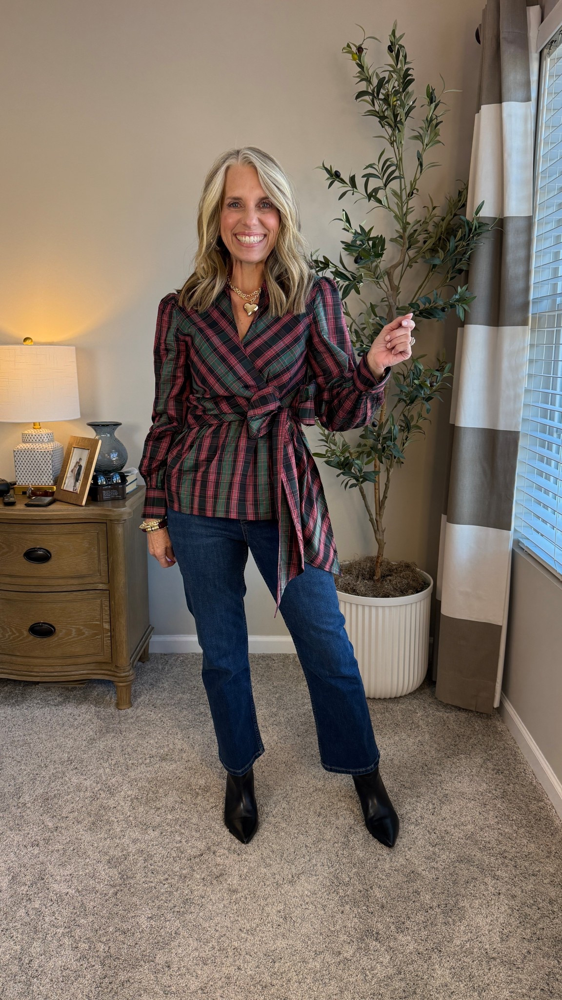 Wearing XS top, 8 jeans. 
Use LISAXSPANX for 15% off one purchase 

#LTKSeasonal #LTKOver40 #LTKHoliday