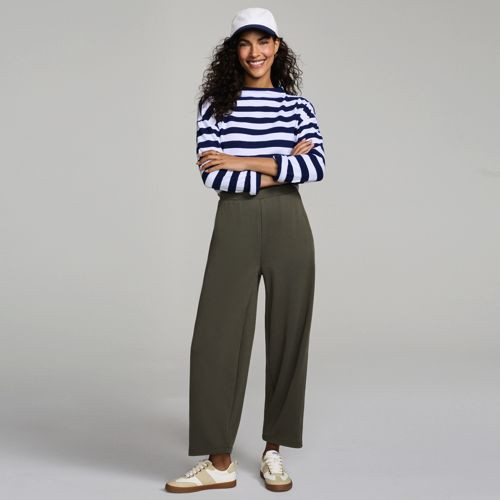 Women's Petite Sport Knit High Rise Barrel Ankle Pants - Lands' End - Black - XL | Lands' End (US)