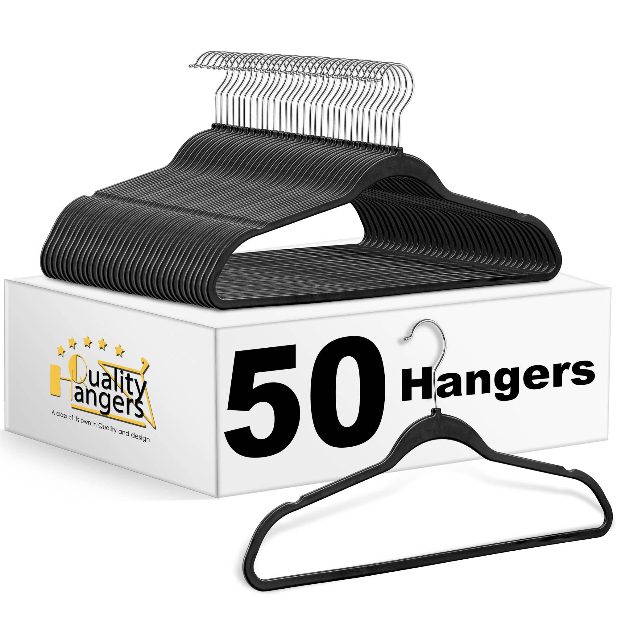 Quality Hangers 50 Pack Slim Plastic Hangers for Clothes - Heavy Duty Non-Velvet Hangers with 360... | Amazon (US)