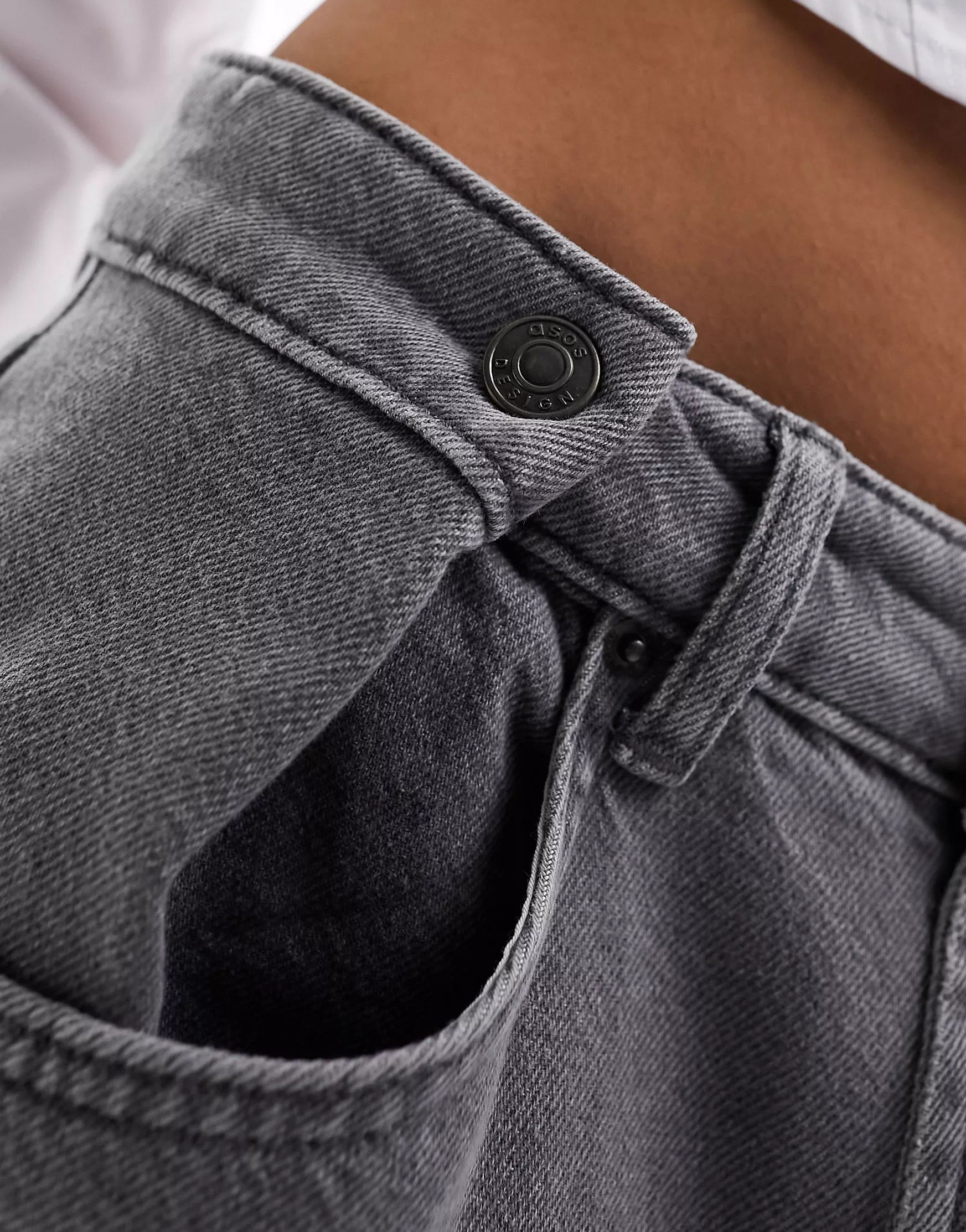 ASOS DESIGN premium wide leg jean with soft pleats in grey | ASOS (Global)