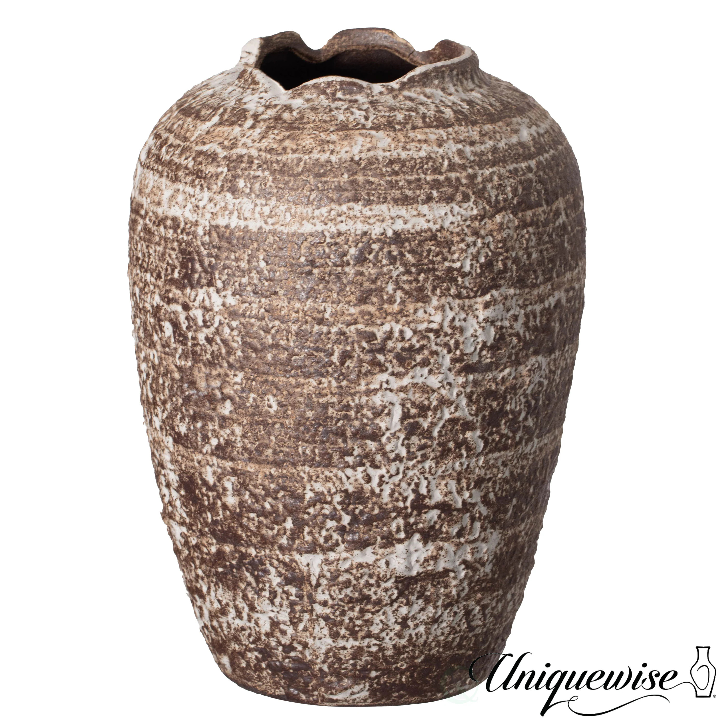 Uniquewise Uniquewise 7-inch Rustic Vase Broken Rim Design Vintage-Inspired Decorative Ceramic Pottery for Shelves Tabletop Centerpieces Entryways | Lowe's