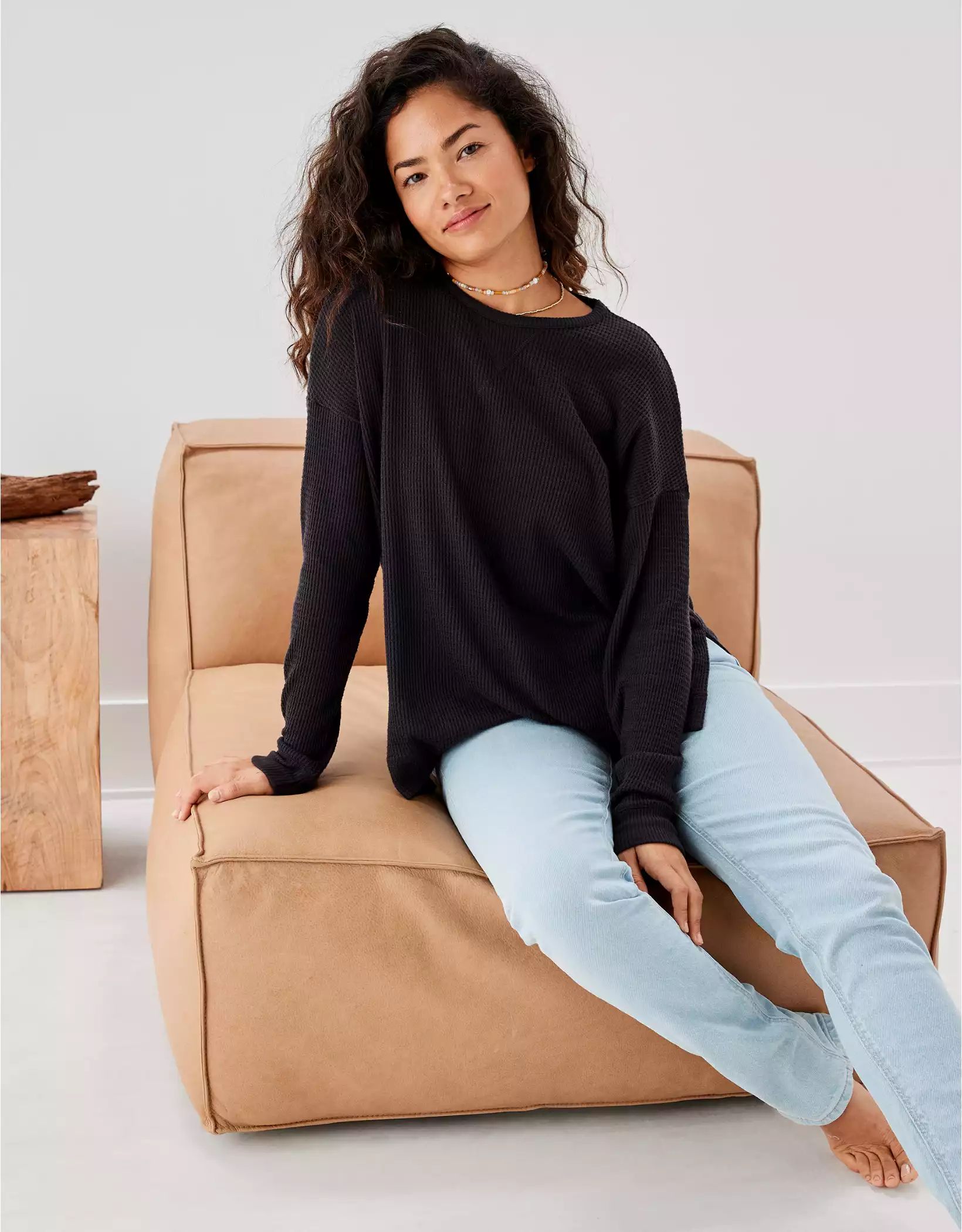 AE Oversized Long-Sleeve Plush T-Shirt | American Eagle Outfitters (US & CA)