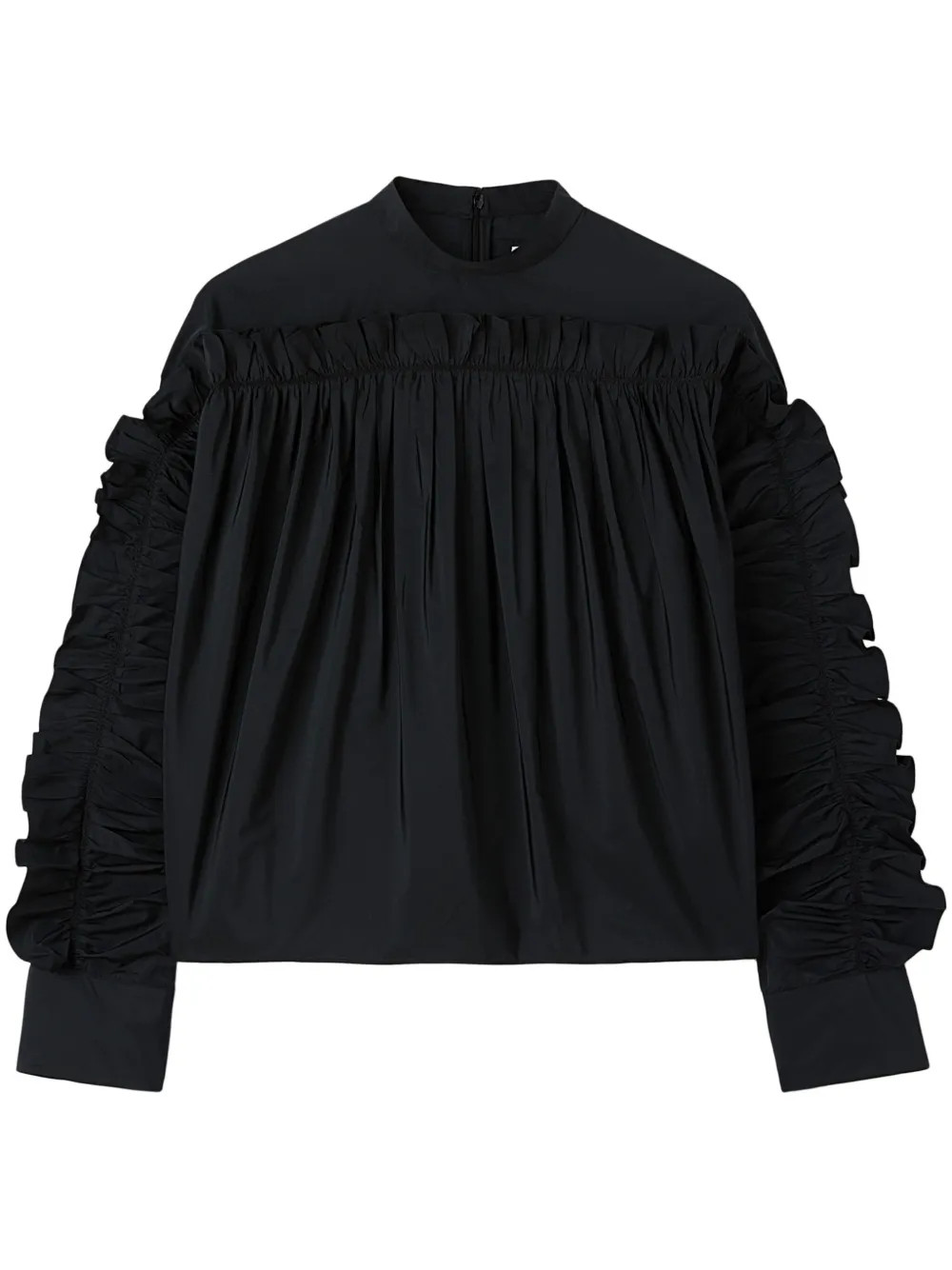Jil Sander ruffle-detailing crew-neck Sweatshirt  | Black | FARFETCH UK | Farfetch Global