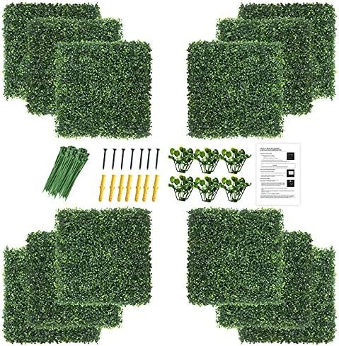 KASZOO 12Pack 20"x20" Artificial Boxwood Grass Backdrop Panels Topiary Hedge Plant, UV Protected ... | Amazon (US)