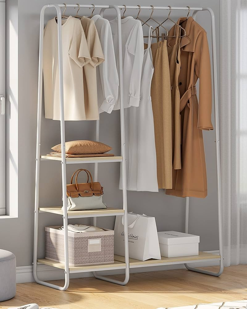 Raybee White Clothing Rack with Shelves, Heavy Duty Clothes Racks for Hanging Clothes Metal Cloth... | Amazon (US)