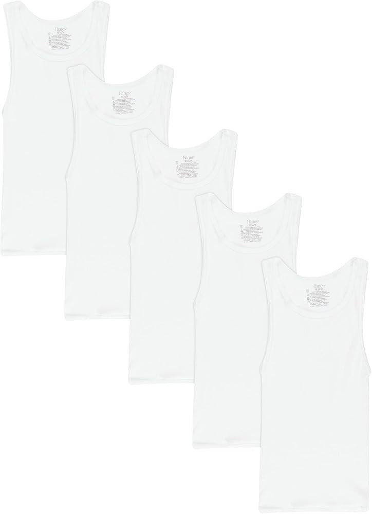 Hanes Boys' Ecosmart Cotton Tank Undershirt 5-Pack | Amazon (US)
