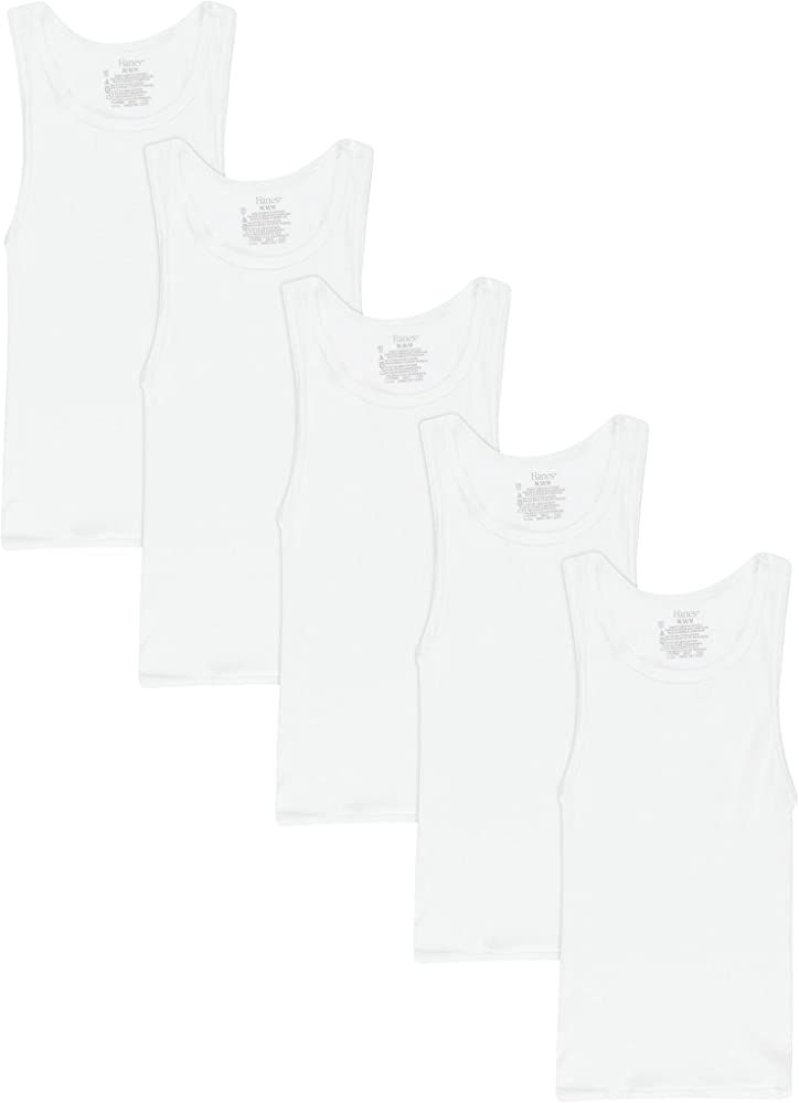 Hanes Boys' Tank Undershirt, EcoSmart Cotton Shirt, Multiple Packs Available, White, Small | Amazon (US)