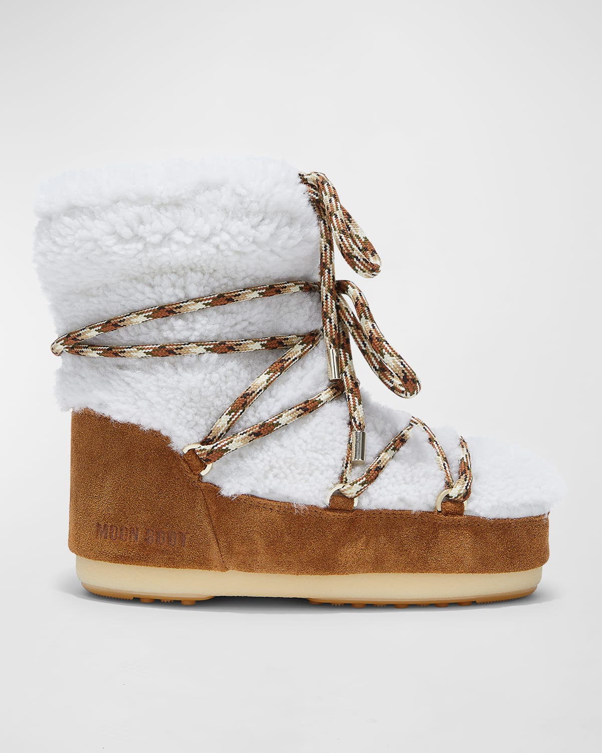Suede Shearling Lace-Up Short Snow Boots | Neiman Marcus