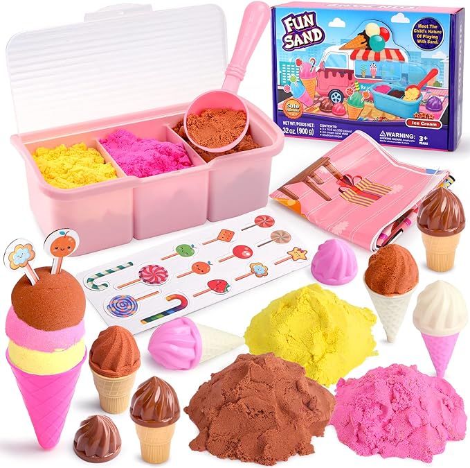 Play Sand for Kids Magic Sand Kit 20pcs with 3 Color Sand and Ice Cream Accessories Sensory Toys ... | Amazon (CA)
