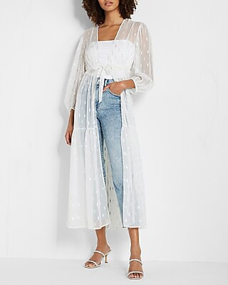 White Metallic Maxi Cover-up | Express