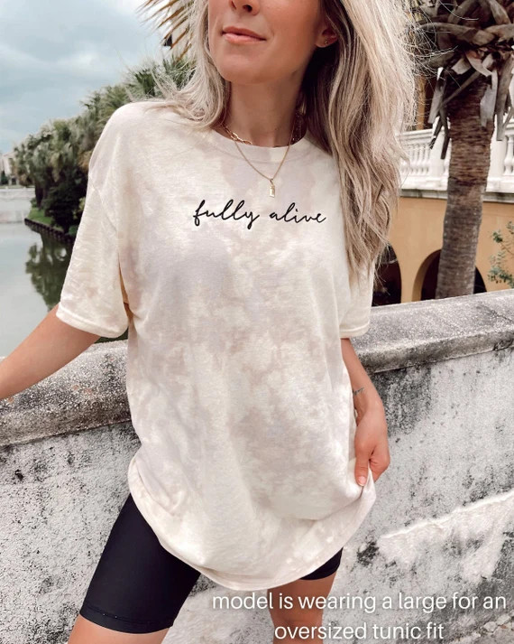 Embroidered Fully Alive Reverse Dyed TShirt || Embroidered Reverse Dyed Tee || Christian TShirt |... | Etsy (US)