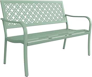Grand patio Outdoor Bench Garden Bench with Armrests Steel Metal Bench for Outdoors Lawn Yard Por... | Amazon (US)