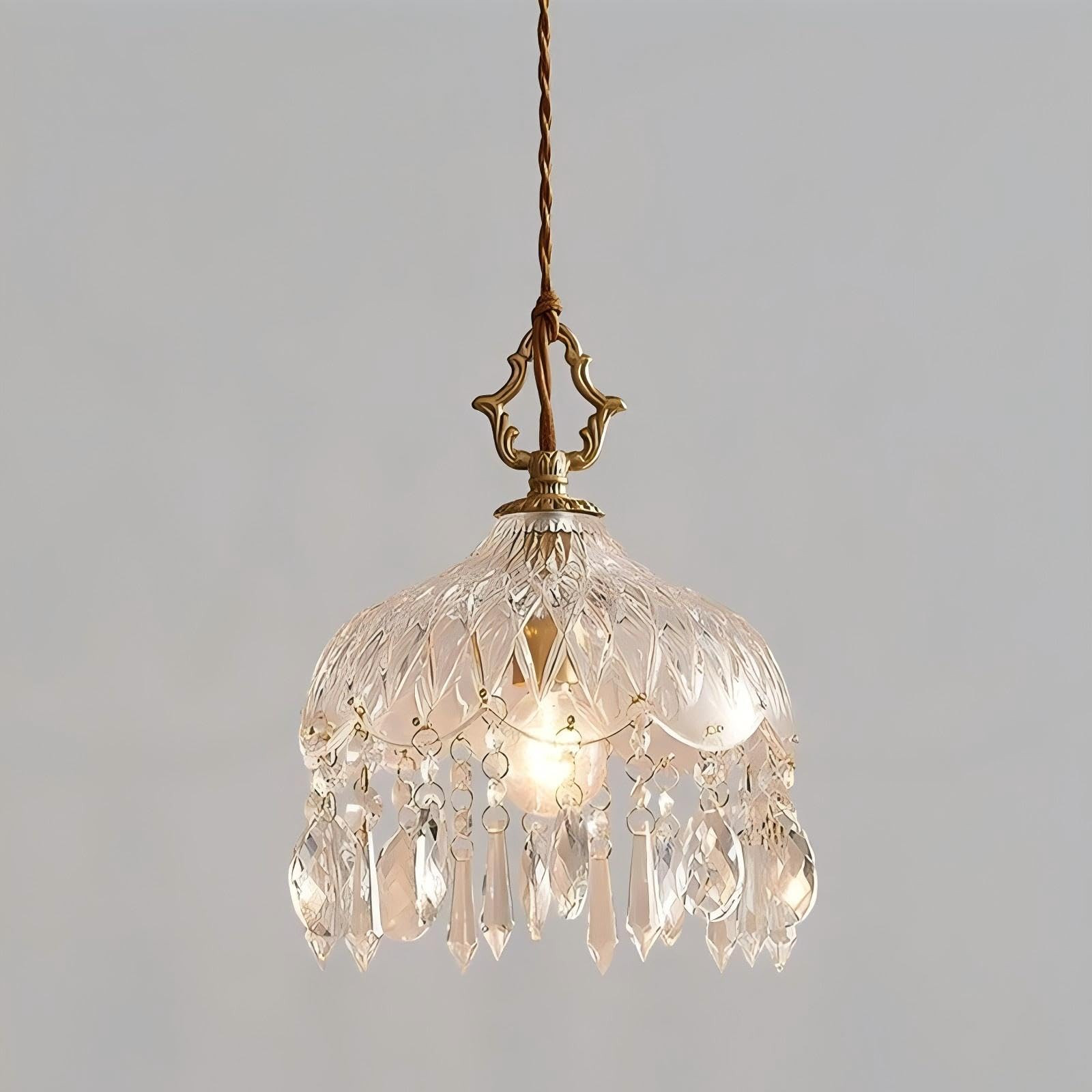 LIGHTLAND 8 Inch Vintage Crystal Chandelier, Crystal Dome Chandelier for Bedroom, Hallway, Balcon... | Amazon (US)