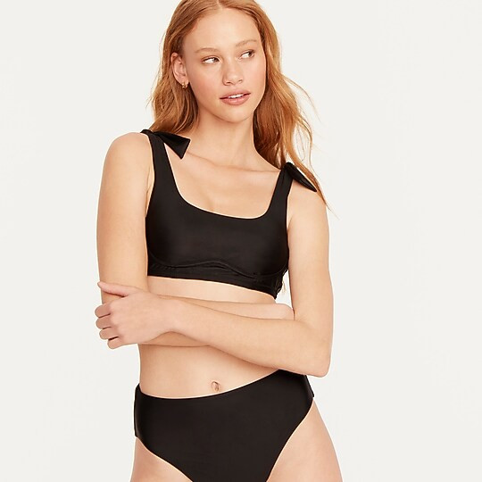 Tie-shoulder scoopneck bikini top | J. Crew US