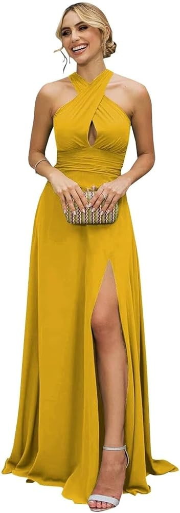 Long Chiffon Dress Yellow Maxi Dress Yellow Dress Maxi Long Yellow Dress Outfit Inspo Amazon Dresses | Amazon (US)