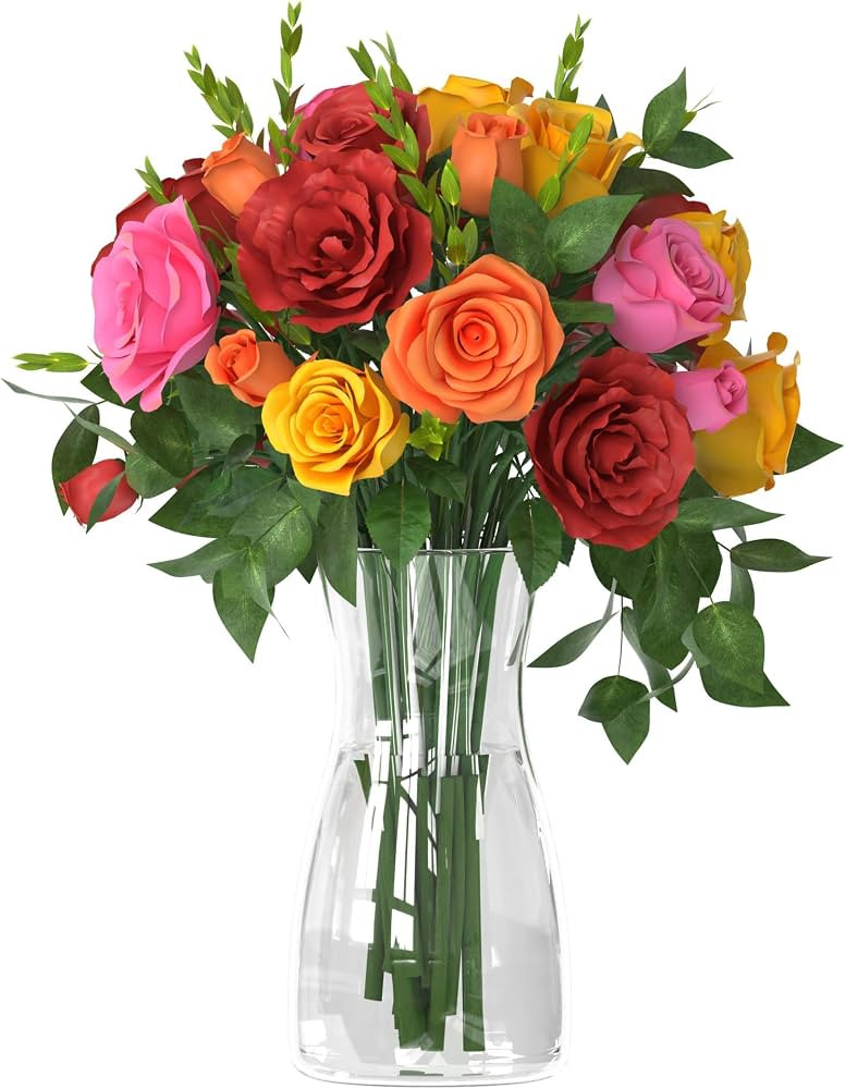 Der Rose 8 inch Clear Glass Flower Vases for Flower Bouquet Decoration Home Centerpiece Wedding D... | Amazon (US)