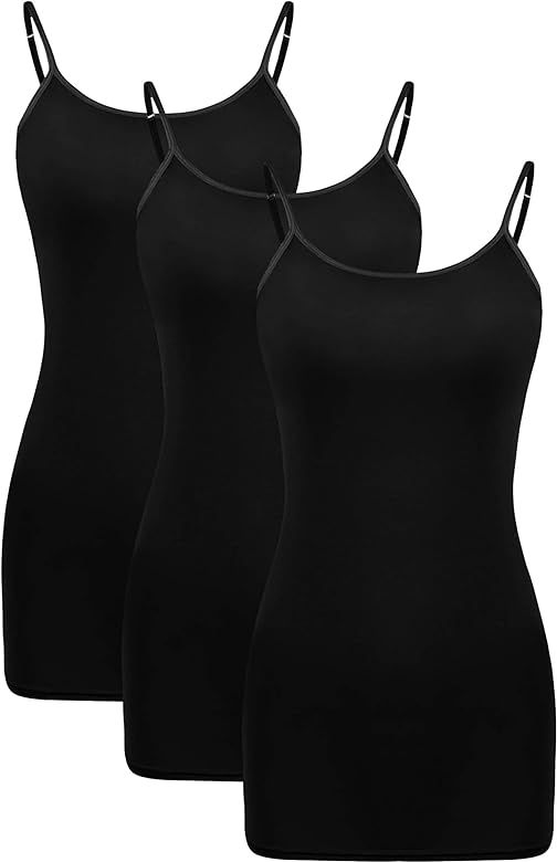 WILLBOND 3 Pieces Women Basic Long Tanks Adjustable Spaghetti Strap Camisole Top | Amazon (US)