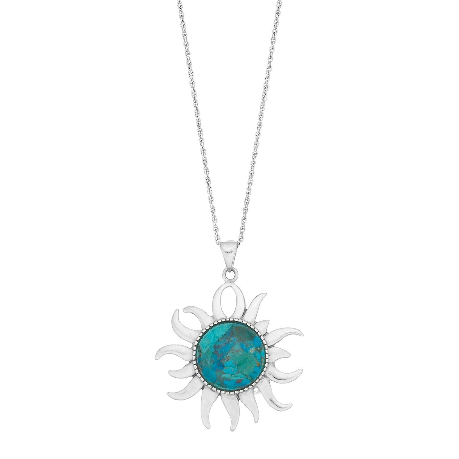 Sterling Silver Reconstituted Turquoise Sun Pendant Necklace, Women's, Size: 18"", Blue | Kohl's