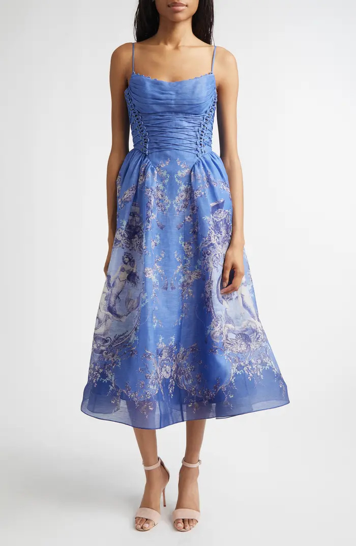 Rebellion Mermaid Silk & Linen Picnic Dress | Nordstrom