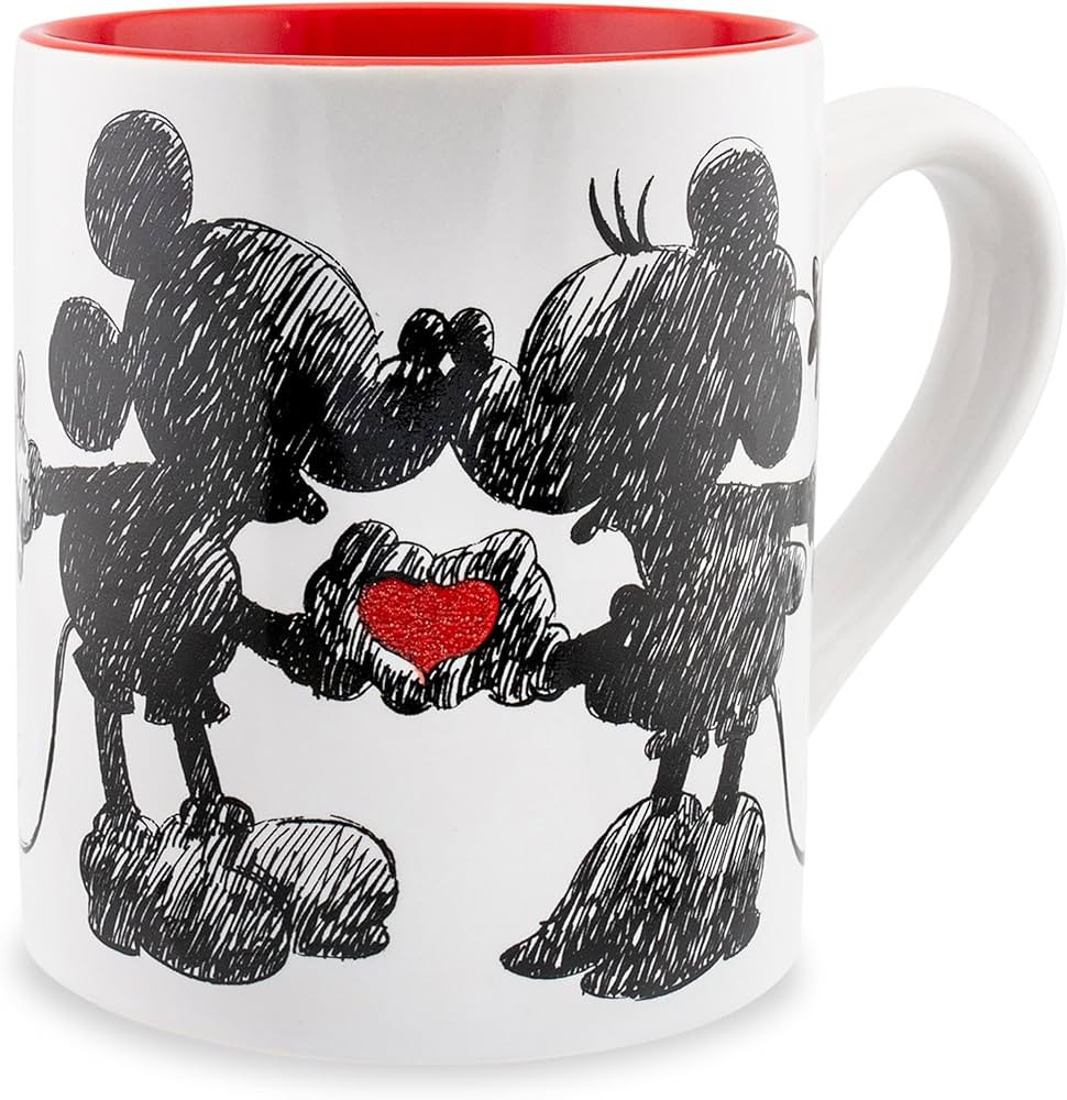 Silver Buffalo Disney Micky Minnie Heart Glitter Ceramic Coffee Mug, 14 Ounces | Amazon (US)
