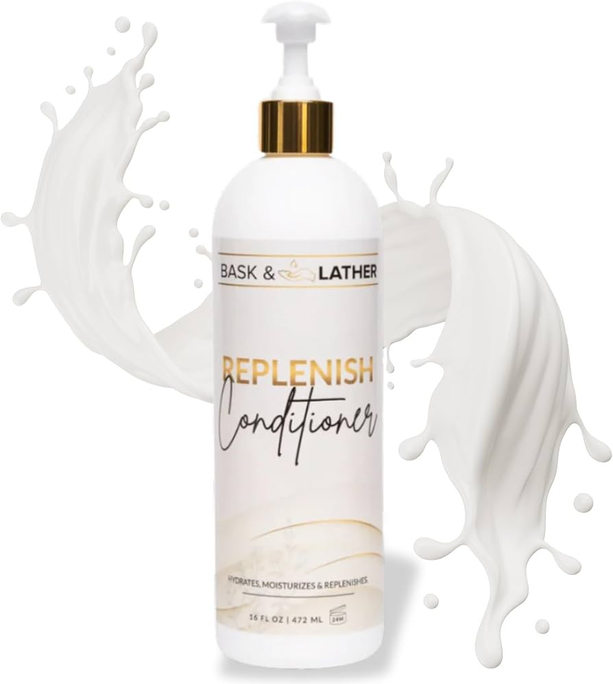 BASK & LATHER Replenish Conditioner – Deep Hydrating, Natural Formula for Elasticity & Detangli... | Amazon (US)