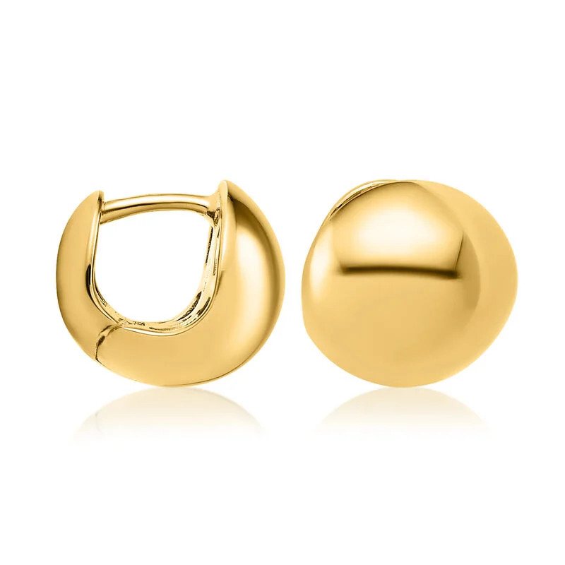 Italian 14kt Yellow Gold Button Hoop Earrings. 3/8" | Ross-Simons