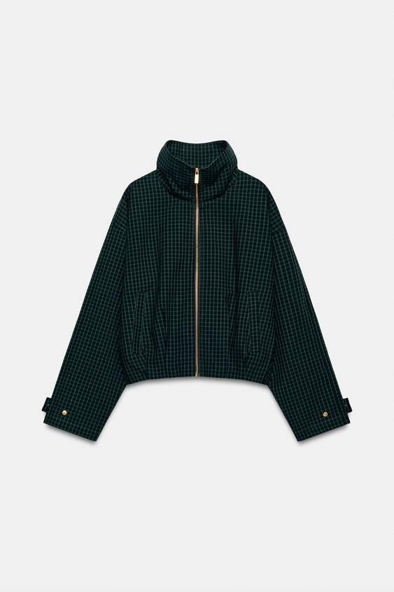 Zara - Plaid Bomber Jacket - Red - S - Woman | Zara US