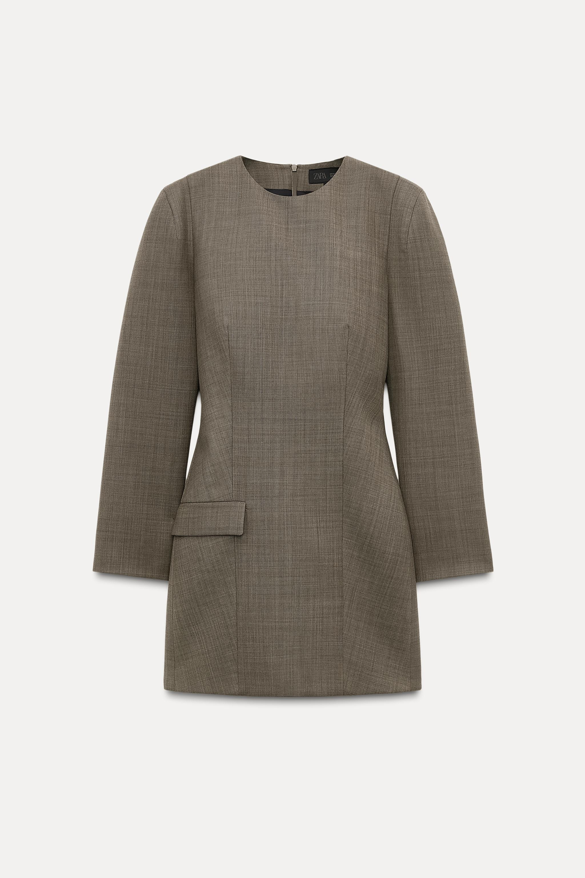 ZW COLLECTION WOOL SHOULDER PAD DRESS | Zara US