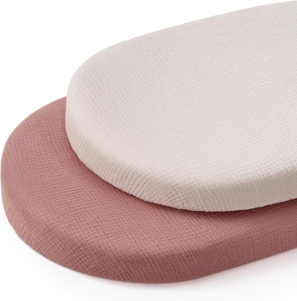 Blissful Diary Muslin Bassinet Sheets for Baby Girls Boys, Boho Soft Cotton Fitted for Oval Hourg... | Amazon (US)
