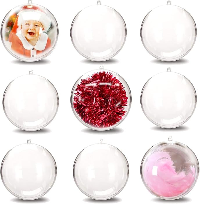 20 Pcs Christmas Ornament Balls, Clear Plastic Fillable Ornament Ball, 80 mm DIY Bath Bomb Mold S... | Amazon (US)