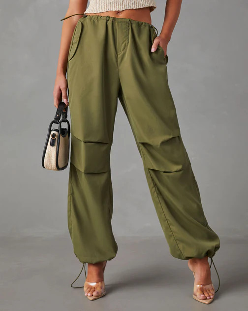 Cabotte Pocketed Parachute Pants - Olive - SALE | VICI